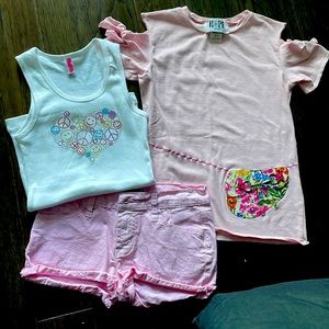 Girls shirts and shorts size 8, Hope jeans top
